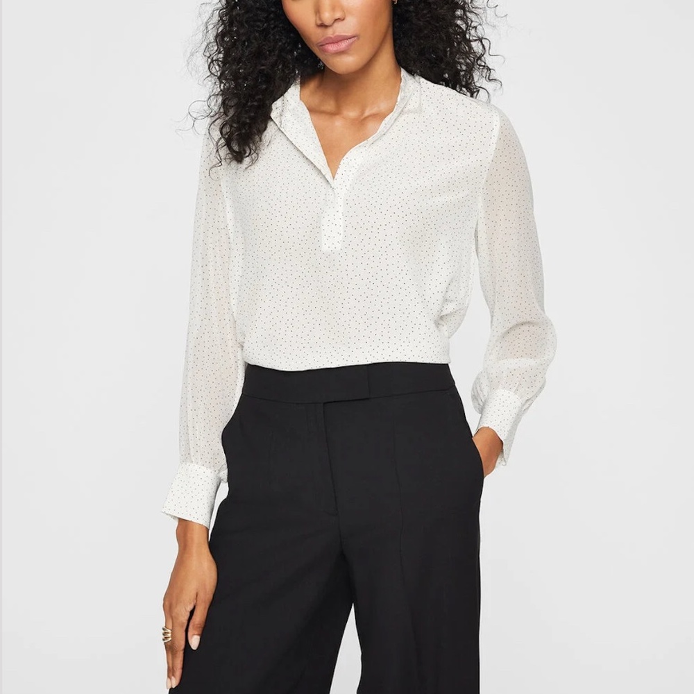 Dot Print Popover Silk Shirt - New With Tags - NEVER WORN - Multi